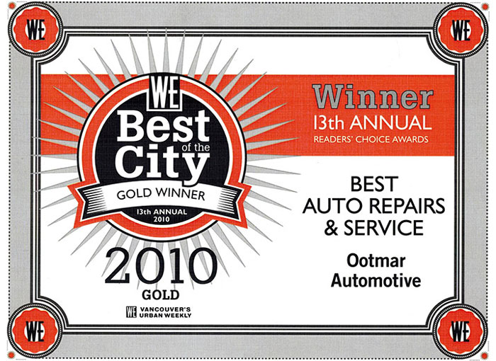 Best Auto Repairs and Service Winner 2011